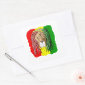 Rasta Lion Jamaican Reggae Flag Vierkante Sticker (Envelop)