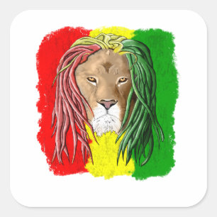 Rasta Lion Jamaican Reggae Flag Vierkante Sticker
