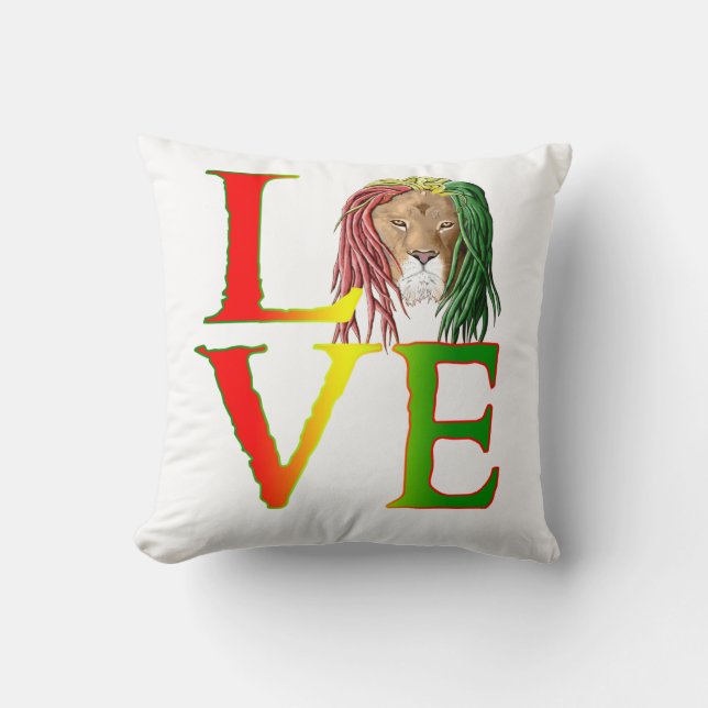 Rasta Lion Jamaican Reggae Love Kussen (Voorkant)