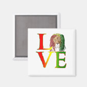 Rasta Lion Jamaican Reggae Love Magneet (Voorkant / Achterkant)