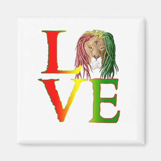 Rasta Lion Jamaican Reggae Love Magneet (Voorkant)