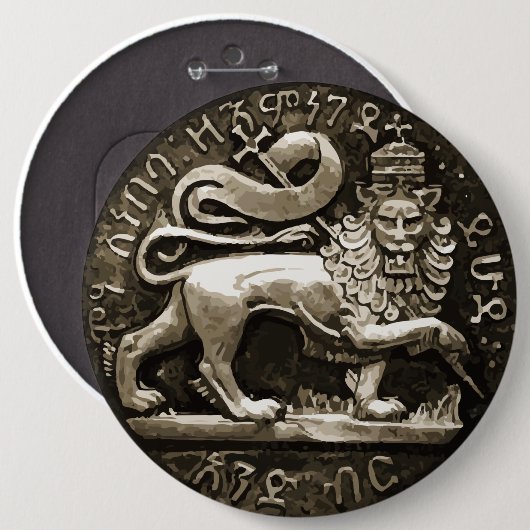 Rasta Lion Judah Ancient Design on Button (Voorkant /achterkant)