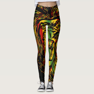 Rasta Lion Judah Fire Leggings