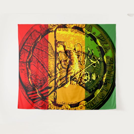 Rasta Lion Judah Red Green Wandkleed (Voorkant (horizontaal))