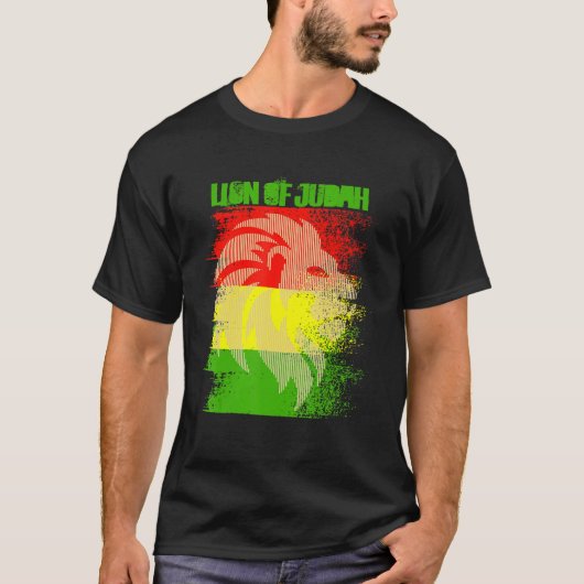 Rasta Lion Judah Reggae Roots Jamaica Rasta Reg. T-shirt (Voorkant)
