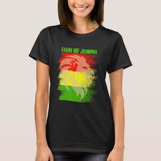 Rasta Lion Judah Reggae Roots Jamaica Rasta Reg. T-shirt (Voorkant)