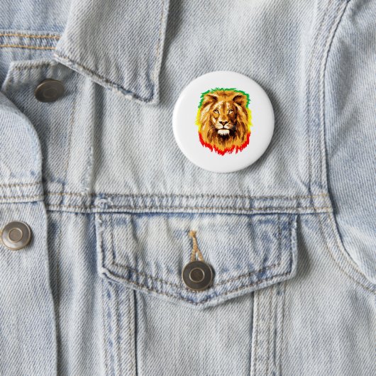 Rasta Lion Judah Ronde Button 5,7 Cm (In situ)
