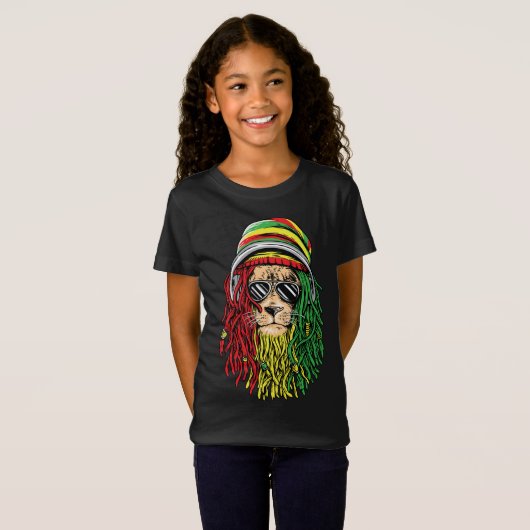 RASTA LION Rastafarian Jamaican reggae Music shirt (Voorkant volledig)