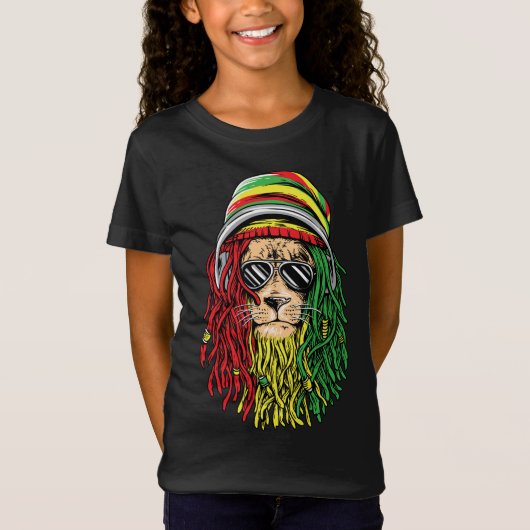 RASTA LION Rastafarian Jamaican reggae Music shirt (Voorkant)