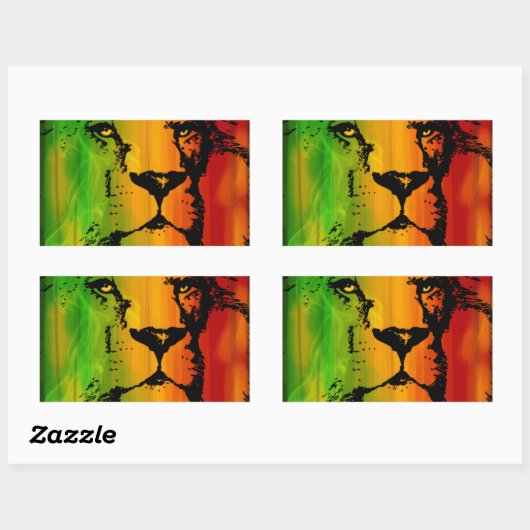 Rasta Lion Rechthoekige Sticker (Vel)