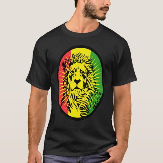 Rasta Lion Reggae Dreadlocks Profiel voor Rastafar T-shirt (Voorkant)