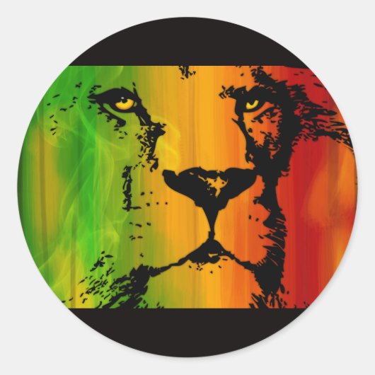 Rasta Lion Ronde Sticker (Voorkant)