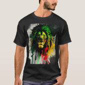 Rasta Lion Stylish Rastafari Waterverf Paint Regg T-shirt (Voorkant)