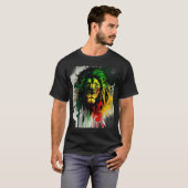 Rasta Lion Stylish Rastafari Waterverf Paint Regg T-shirt (Voorkant volledig)