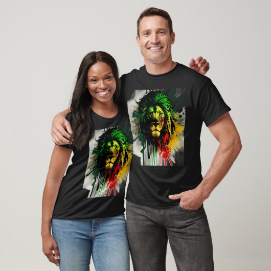 Rasta Lion Stylish Rastafari Waterverf Paint Regg T-shirt (Unisex)