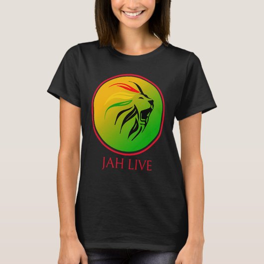 Rasta Live Up jah Live Leeuw T-shirt (Voorkant)