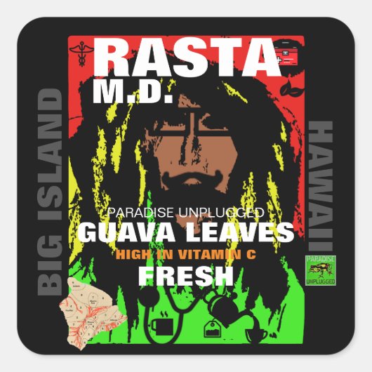 RASTA M.D. VERSE GUAVABLAJES VIERKANTE STICKER (Voorkant)