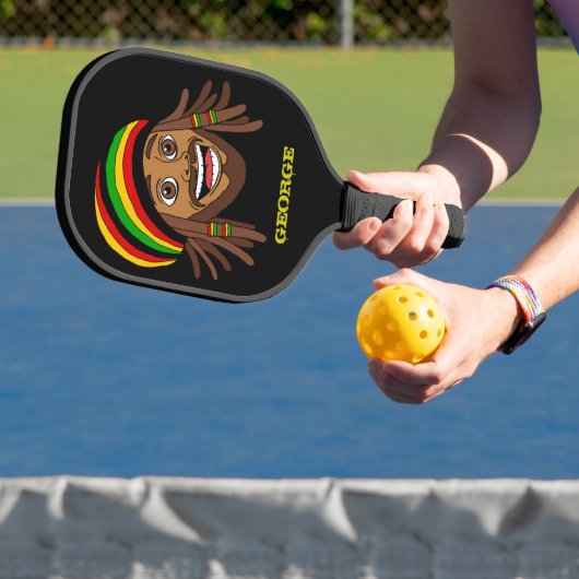 Rasta Man Jamaicaans Pickleball Paddle (Insitu)