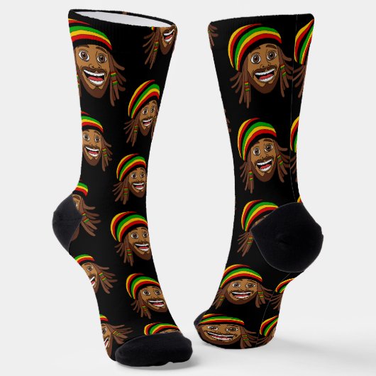 Rasta Man Reggae Patroon Sokken (Gebogen)