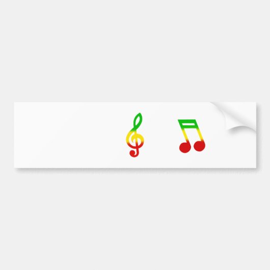 Rasta Note en Treble Clef Bumpersticker (Voorkant)