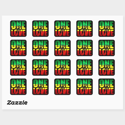 Rasta One Love Vierkante Sticker (Vel)