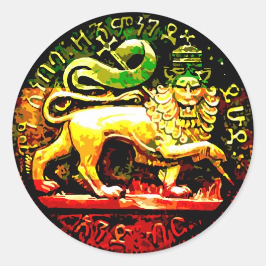 Rasta Oude Leeuw van Juda Rood Goud Groen Zwart Ronde Sticker (Voorkant)