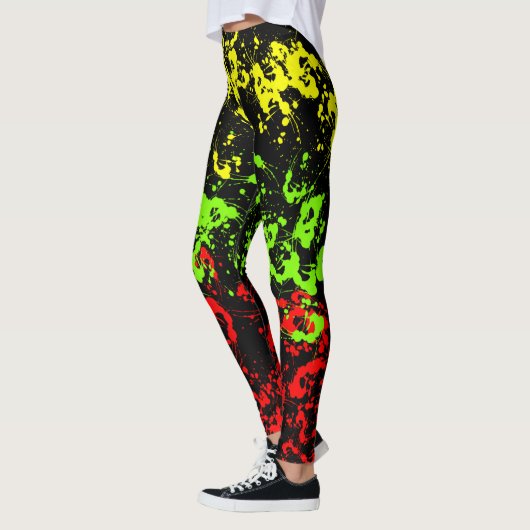 Rasta Paint Splatter Leggings vrouwen (Links)