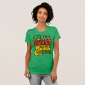 Rasta Peace Love and Music T-shirt (Voorkant volledig)