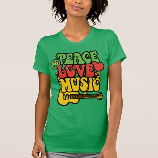 Rasta Peace Love and Music T-shirt (Voorkant)