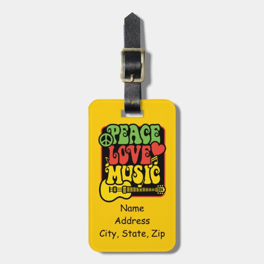 Rasta Peace Love Music Bagagelabel (Voorkant verticaal)