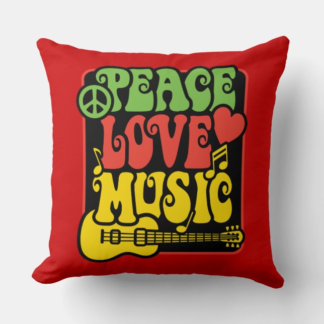 Rasta Peace Love Music Kussen (Voorkant)