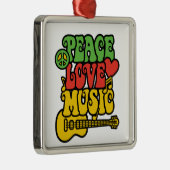 Rasta Peace-Love-Music Metalen Ornament (Rechts)