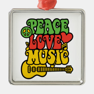 Rasta Peace-Love-Music Metalen Ornament