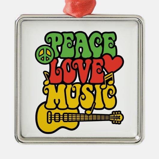 Rasta Peace-Love-Music Metalen Ornament (Voorkant)