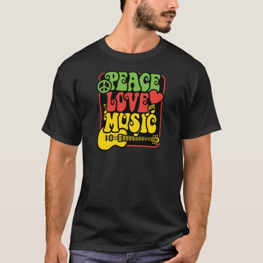 Rasta Peace Love Music T-shirt (Voorkant)