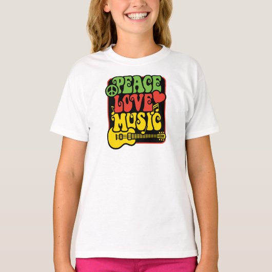 Rasta PEACE-LOVE-MUSIC T-shirt (Voorkant)