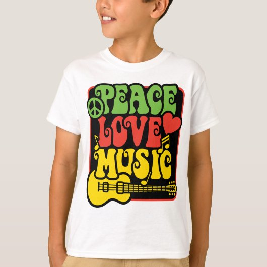 Rasta PEACE-LOVE-MUSIC T-shirt (Voorkant)