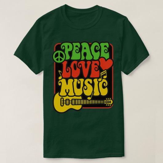 Rasta Peace Love Music T-shirt (Design voorkant)