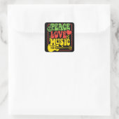 Rasta Peace Love Music Vierkante Sticker (Tas)