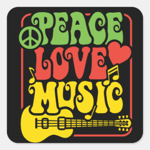 Rasta Peace Love Music Vierkante Sticker