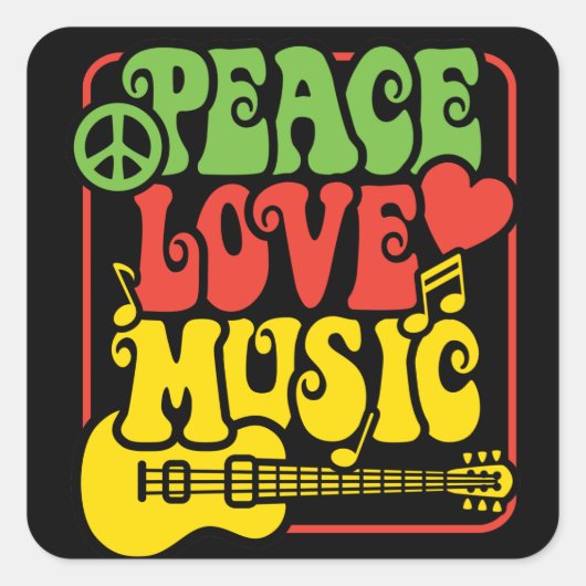 Rasta Peace Love Music Vierkante Sticker (Voorkant)