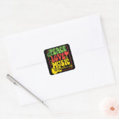 Rasta Peace Love Music Vierkante Sticker (Envelop)