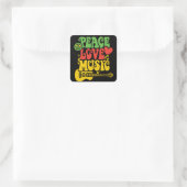 Rasta Peace-Love-Music Vierkante Sticker (Tas)