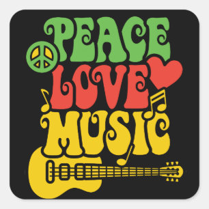 Rasta Peace-Love-Music Vierkante Sticker