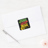 Rasta Peace-Love-Music Vierkante Sticker (Envelop)