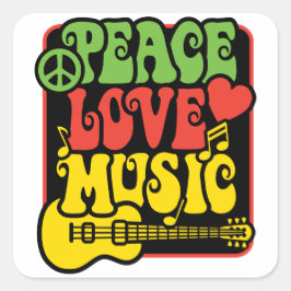 Rasta Peace-Love-Music Vierkante Sticker