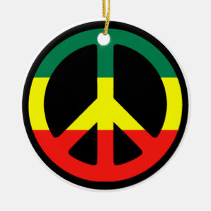 Rasta Peace Sign Kerstmis Keramisch Ornament