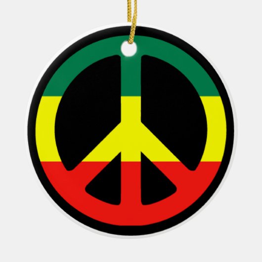 Rasta Peace Sign Kerstmis Keramisch Ornament (Voorkant)