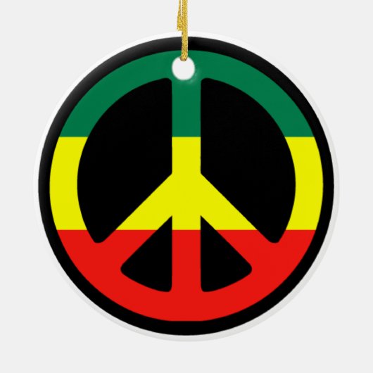 Rasta Peace Sign Kerstmis Keramisch Ornament (Achterkant)