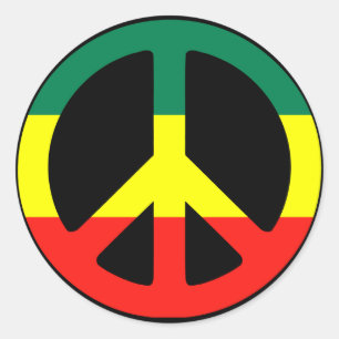 Rasta Peace Sign Ronde Sticker